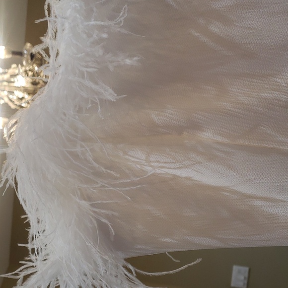 Nwt Aidan Mattox Ivory Feather Dress Size 14 - Picture 10 of 12